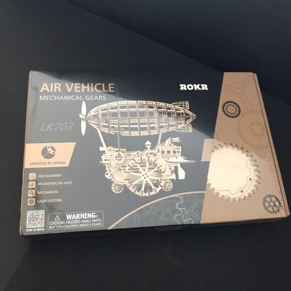 Robotime ROKR 3D Puzzle Wooden Air Vehicle Mechanical Gears LK702 Steam Punk - Picture 2 of 8